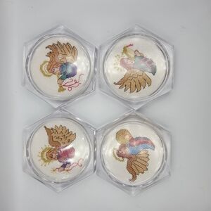 Vintage Cross-stitch Angel Clear Acrylic Coasters - Set of 4
